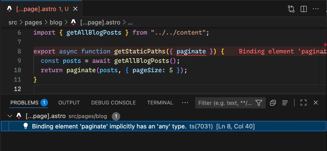 Type error on paginate function