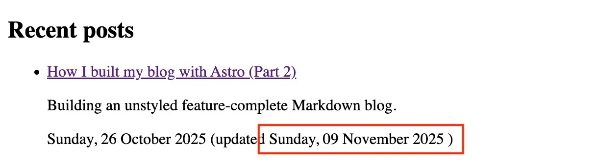 Rendered date showing extra whitespace